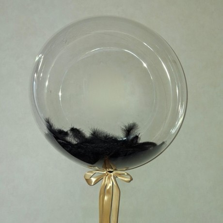 Шар Bubble Черные перья